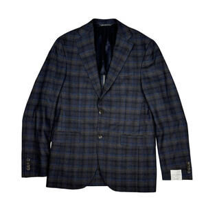 Jack Victor Midland SPJ Super 110's Wool Sport Coat Brown Blue Check 38 R US